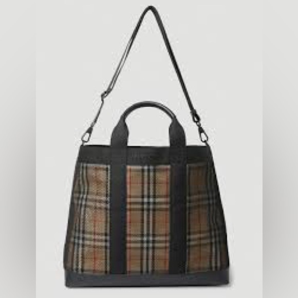 NWT Authentic Burberry Ormond Check Tote Archive Beige Travel Bag - Picture 6 of 16